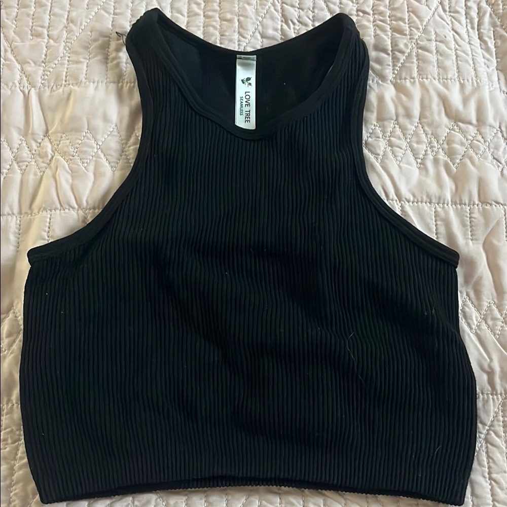 Black Ribbed Women's Crop Top